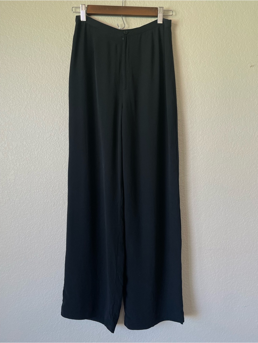 Banana Republic Vintage Black Silk High Waisted Wide Leg Trousers
